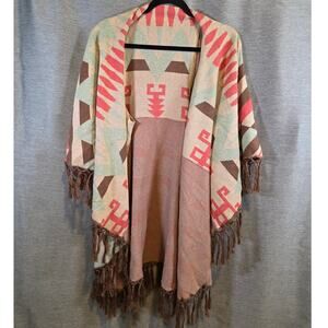 NWT Tasha Polizzi La Fonda Vest Aztec Tribal Shawl Poncho Jacket Cape Sweater